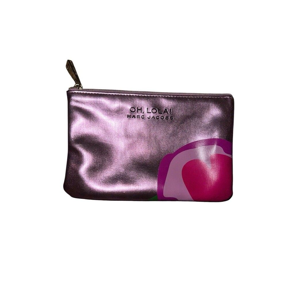 OH, LOLA! Marc Jacob’s Metallic Pink Shiny Small Makeup Travel Pouch Zippered